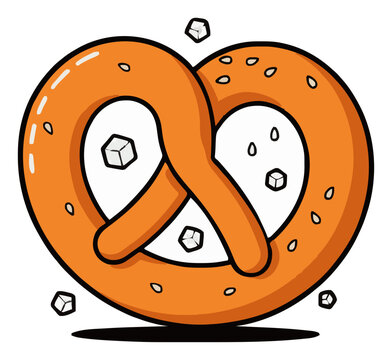 Soft pretzel twist flat vector illustration. Generative AI