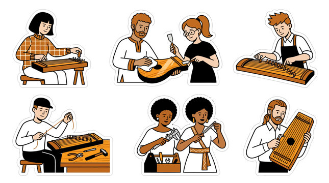 Artisans Crafting Stringed Instruments: Music, Tradition, and Workshop Scenes