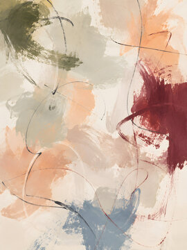 Harmonious blend of expressive brushstrokes and fluid artistic lines, creating a contemporary abstract composition with organic texture and elegant movement, ideal for modern design applications