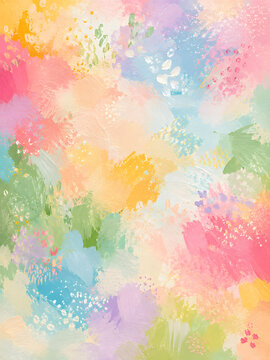 Vibrant Pastel Watercolor Abstract Background Featuring Soft Blended Brushstrokes and Artistic Paint Splatters for Creative Design Projects