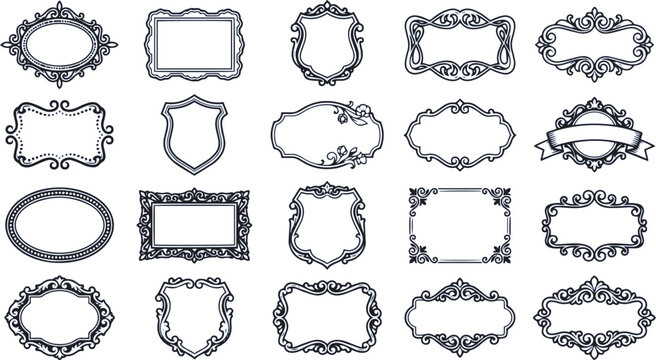 Decorative frame collection black vector illustration on white background