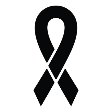 Black awareness ribbon symbol for support and solidarity one sentence icon
