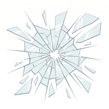 Exploding shattered glass pieces vector graphic design