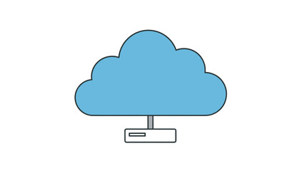Obraz premium Simple blue cloud icon connected to a rectangular device