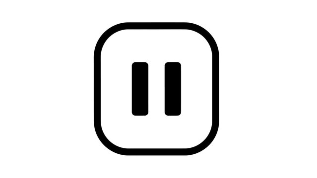 A simple, modern, black and white pause icon with rounded corners