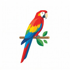 Obraz premium Colorful scarlet macaw parrot perched on a branch vector illustration