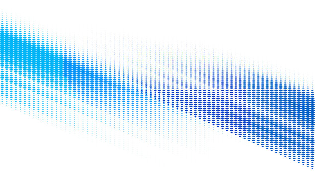 ブルードットが形成する音波とデータストリームの可視化をイメージした先進的なデジタルテクノロジー背景