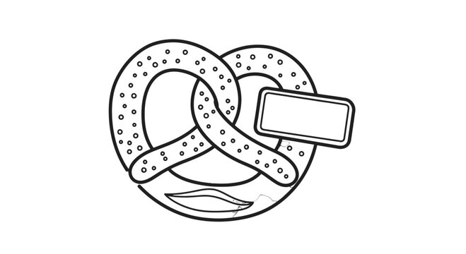 Illustration of a pretzel with salt and tag.