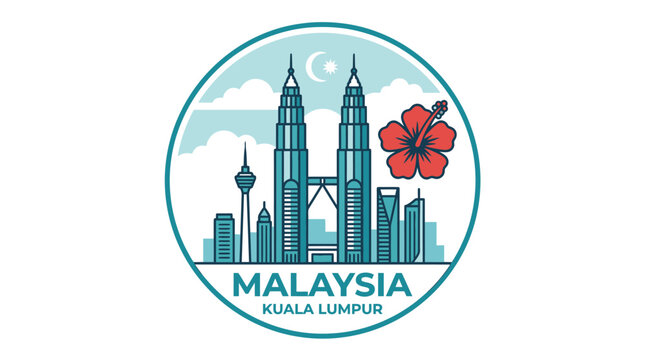 Kuala Lumpur Skyline Malaysia Landmark Icon Badge