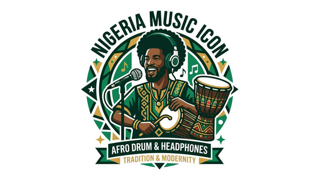Nigerian Music Icon: Afro Drum & Headphones, Tradition & Modernity