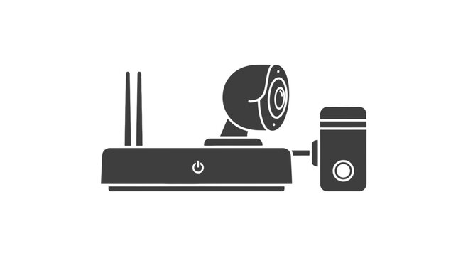 Router Modem Camera and External Hard Drive.