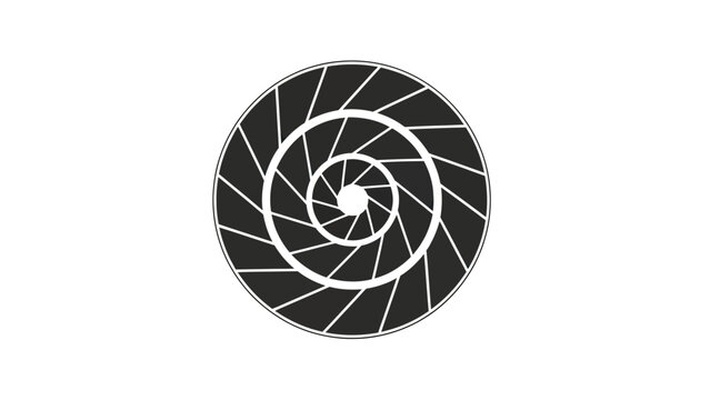 Geometric aperture iris pattern with concentric circles and radial lines