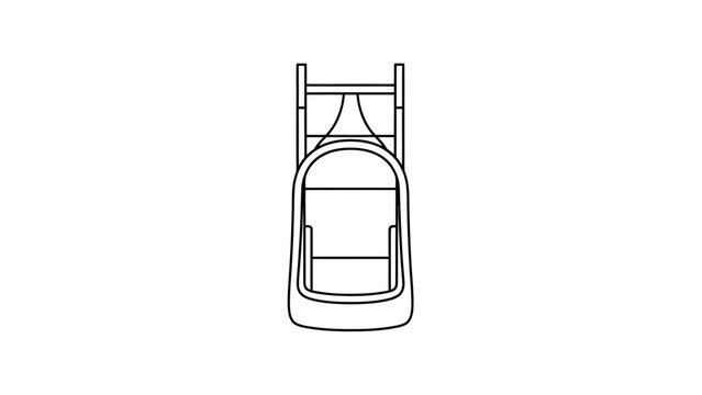 Minimalist line drawing of a portable folding chair