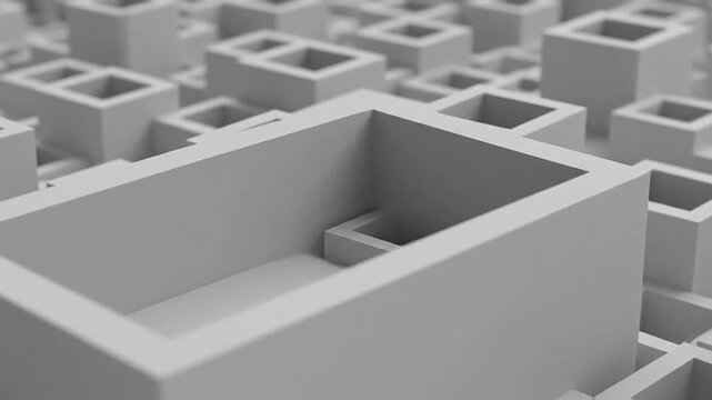 A monochromatic abstract background featuring a pattern of three dimensional hollow cubes