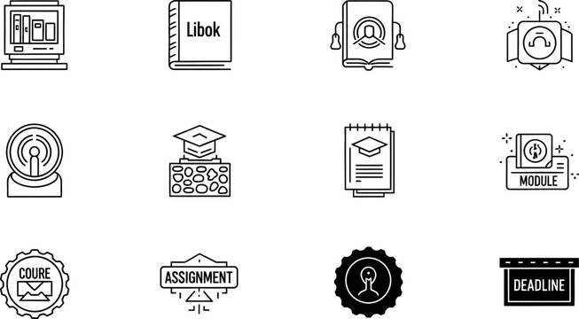 Online learning icons set