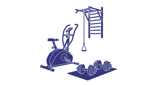 Home Gym Equipment Exercise Bike Dumbbells.