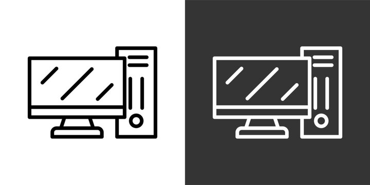 Desktop Black And White Multiple Style Icon Set Collection Pack Vector Illustration 