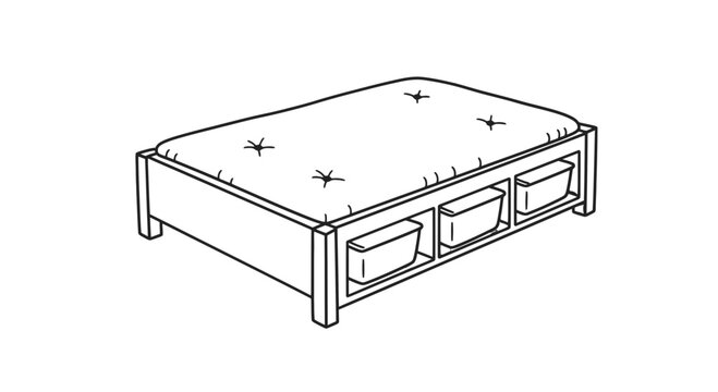 Simple Line Drawing of a Bed Frame.