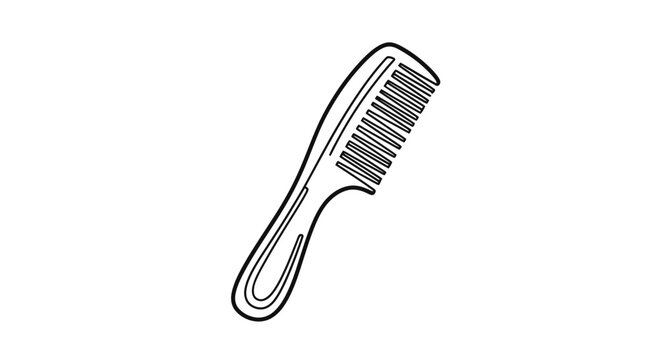 Black and White Hair Comb Illustration.