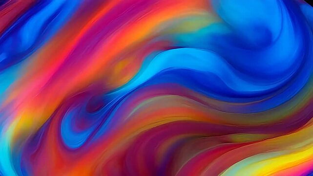 Vibrant Abstract Fluid Swirls with Dynamic Rainbow Color Blending