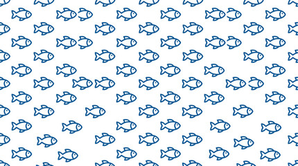 Fototapeta premium Seamless Pattern of Cute Blue Fish on White Background, Simple Marine Design