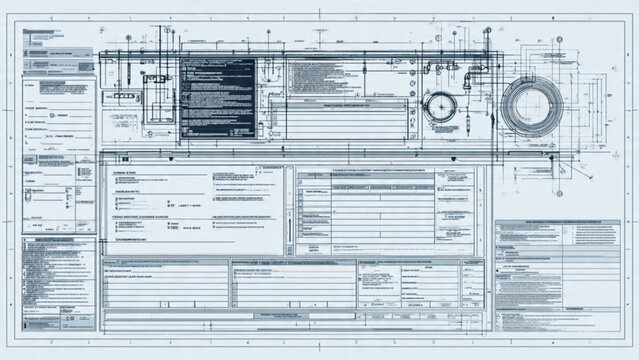Technical Blueprint of Building Layout with Architectural Plans and Structural Details