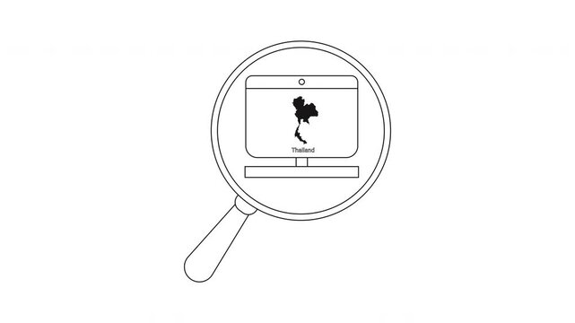 Digital Search and Inspection of Laptop Screen with Tinker Character Icon.