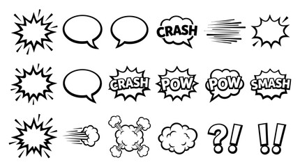 Obraz premium Comic Book Speech Bubbles and Sound Effects Set