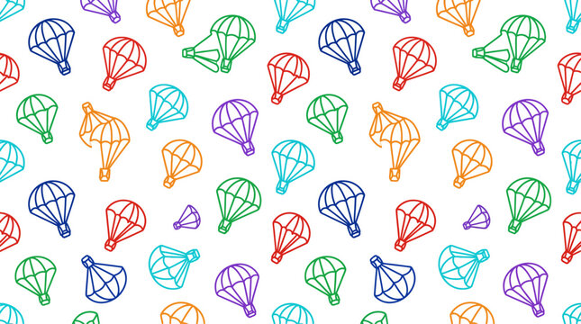 Colorful Parachute Pattern - Fun Skydiving Adventure Seamless Background