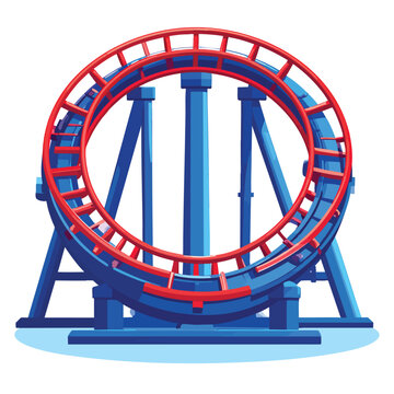 Circular roller coaster loop track element isolated on white background.