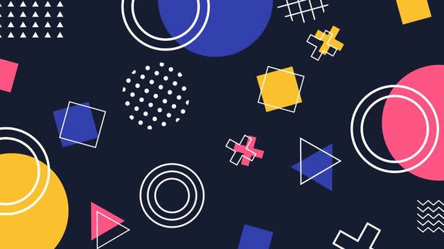 Abstract Memphis Geometric Shapes Looping Motion Graphic Background Video Animation