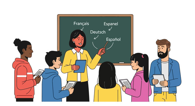 Teacher Teaching Foreign Languages to Diverse Students