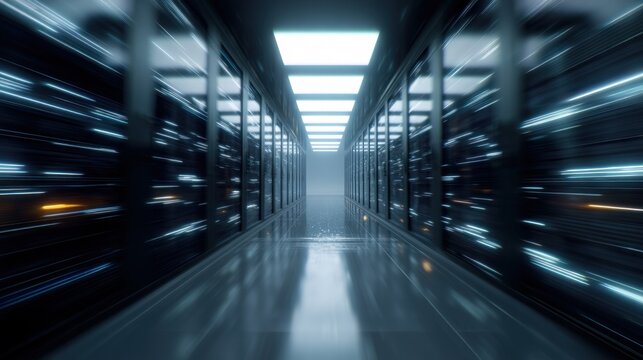 Server room with data center equipment