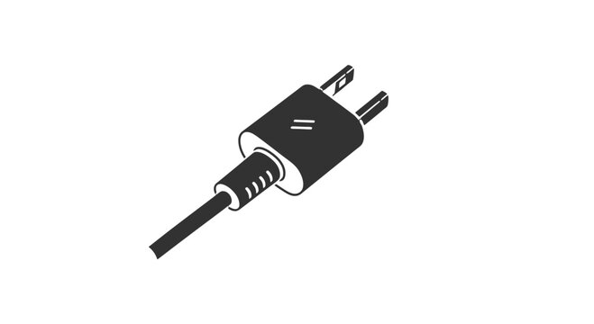 Black and White Electric Plug Illustration.