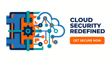 Fototapeta premium Cloud Security Redefined Illustration with Vault and Network Icon