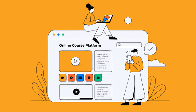Online Course Platform, E-learning Website Design, Educational Technology Vector, Digital Learning Illustration