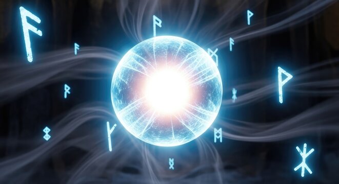 Glowing rune symbol with mystical energy.