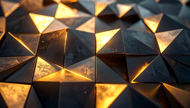 Golden metallic triangular pyramid pattern.