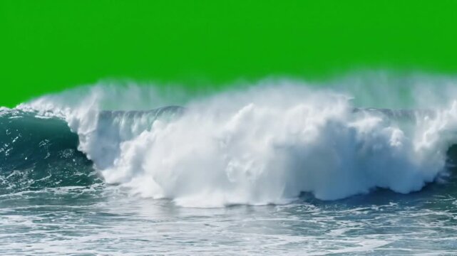 tidal wave surge isolated on pure green screen background