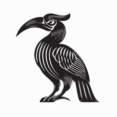 Stylized Hornbill Bird Logo Illustration Isolated On White Background © Imam