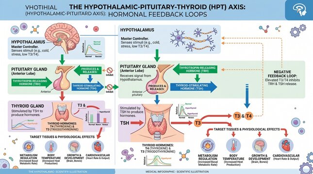 Detailed hpt axis hormonal feedback mechanism and biological signaling pathways