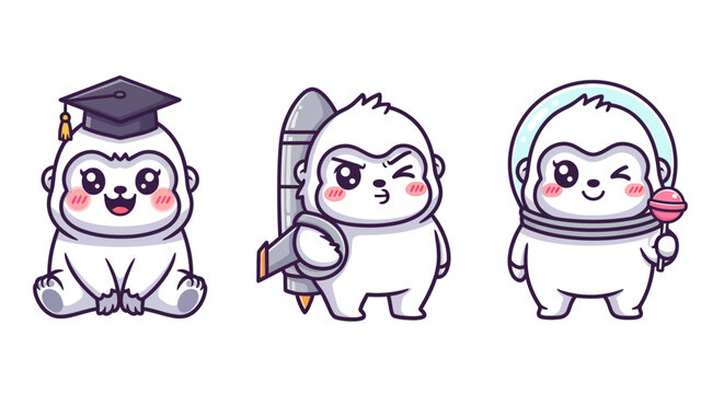 Cute cartoon animals in different professions and outfits.
