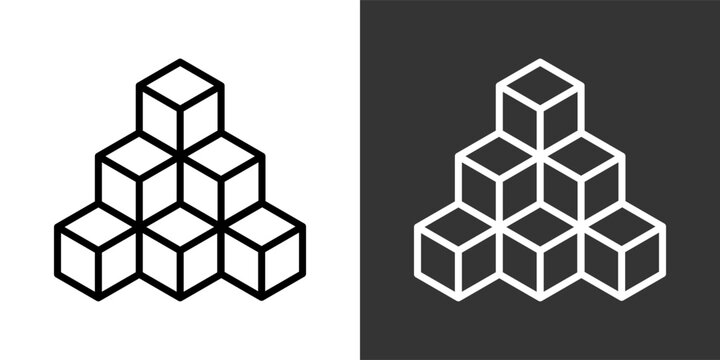 Modules Black And White Multiple Style Icon Set Collection Pack Vector Illustration 