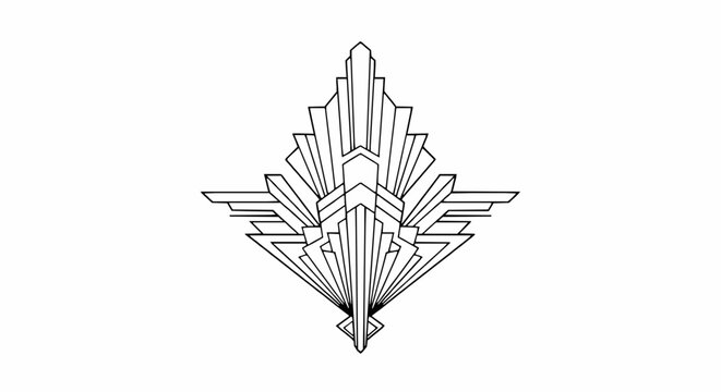 Art deco geometric ornament, vintage linear style decorative element