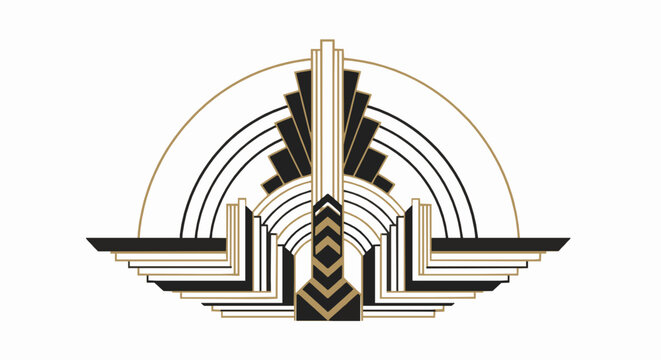 Art deco style geometric ornament, vintage luxury decorative element