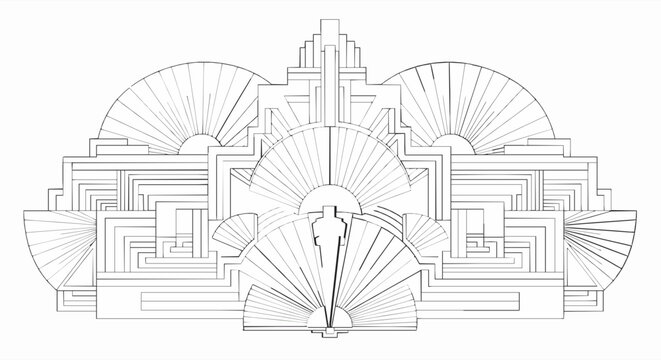 Art deco geometric fan pattern, vintage 1920s style decorative ornament