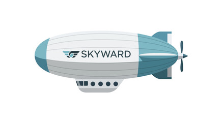 Flat Vector Illustration of a Skyward Airship Blimp © Azrha