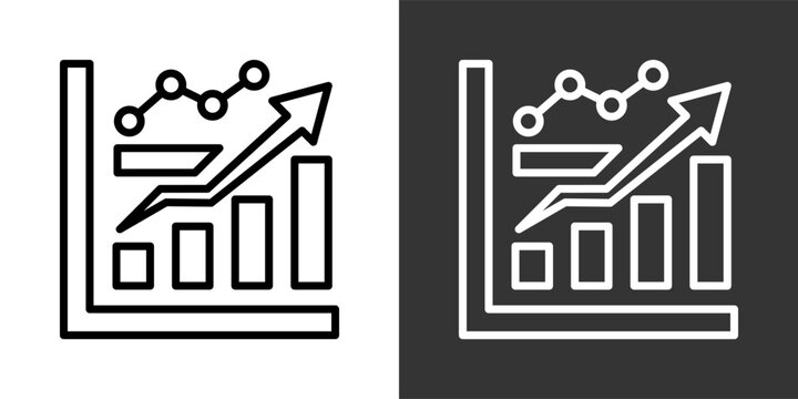 Regression Analysis Black And White Multiple Style Icon Set Collection Pack Vector Illustration 