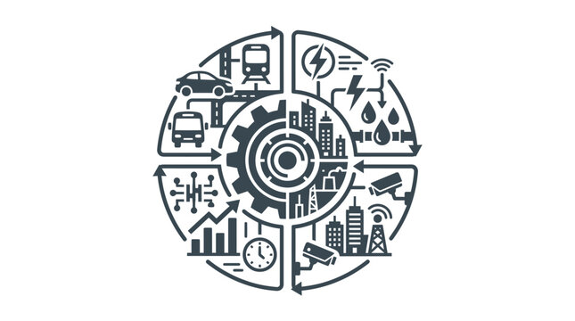 Smart City Infrastructure and Digital Network Concept Illustration