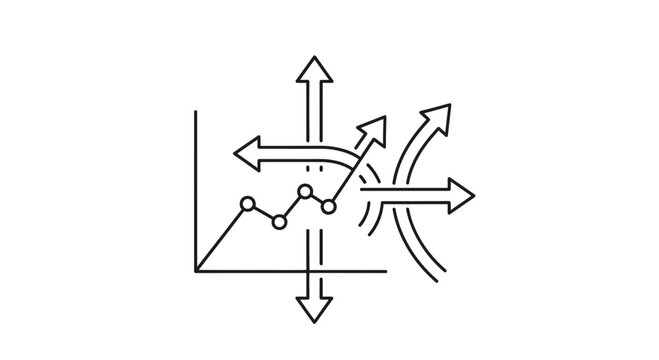 Abstract data analysis with arrows showing direction and trends